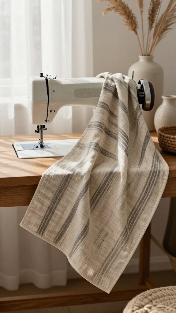 Sewing Machine Cover Ideas That Look Beautiful With Your Home Decor 19 striped linen sewing cover