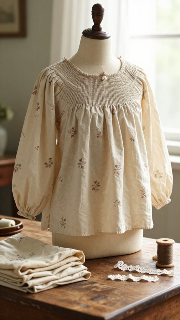 traditional gathered smock top