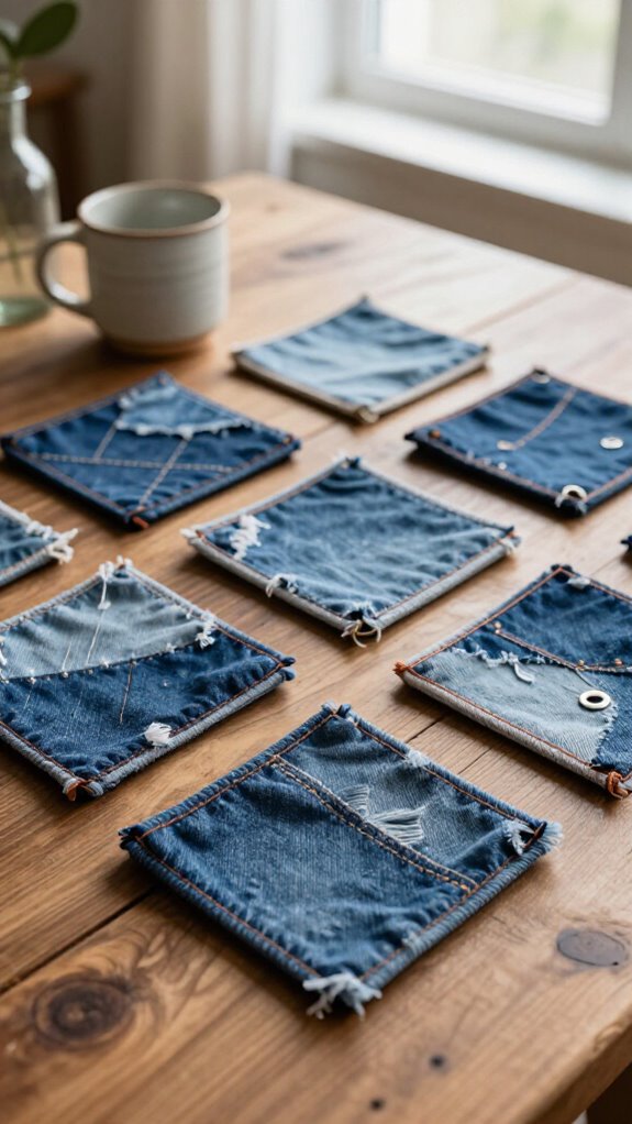 upcycled denim coaster set