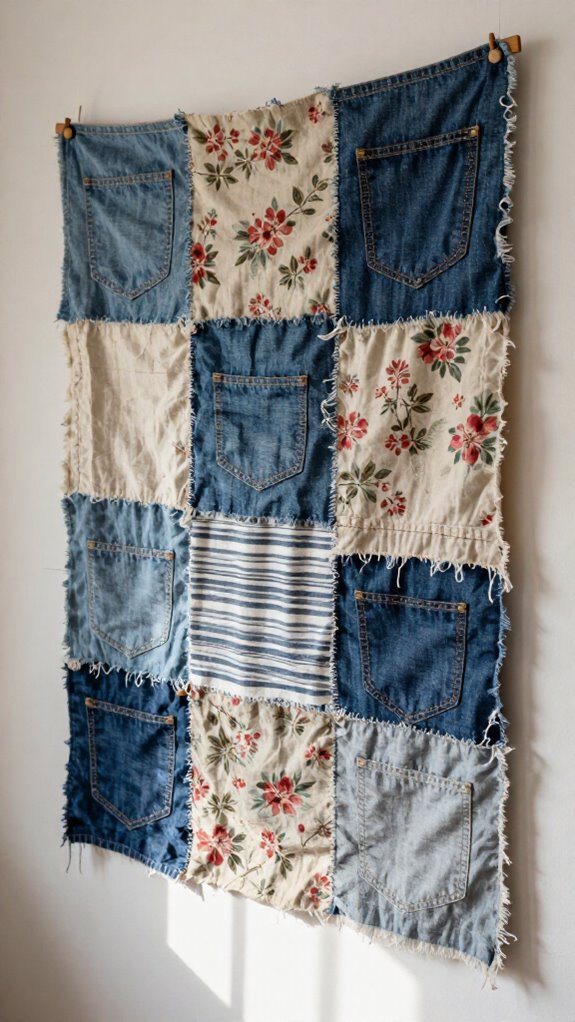 upcycled shirt patchwork art