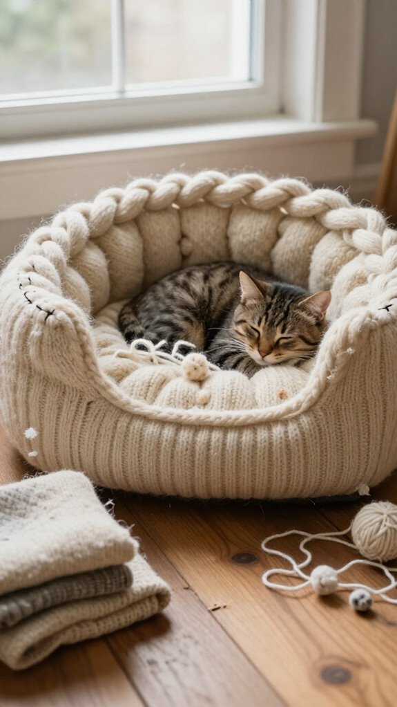upcycled sweater pet bed