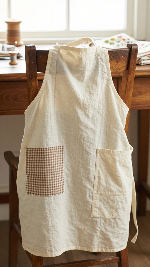 vintage gingham apron pockets