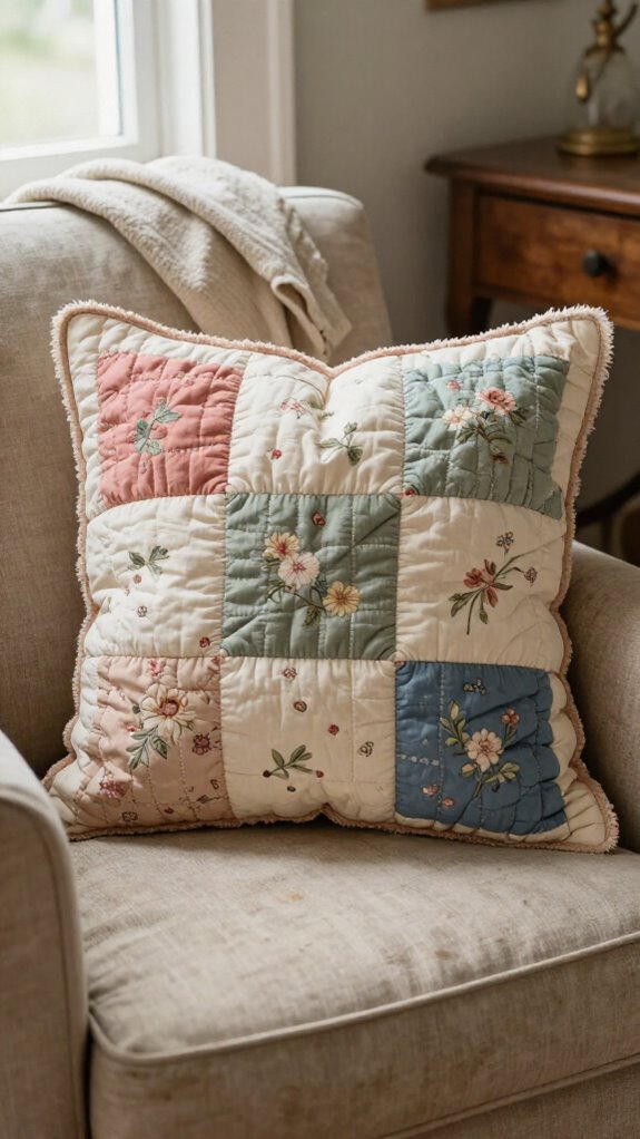 vintage quilt block pillow sewing
