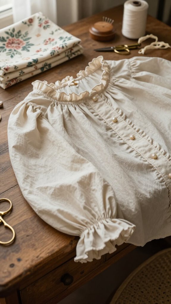 vintage ruffled cottage blouse