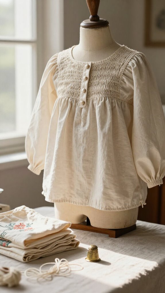 vintage smock top with gathered fit