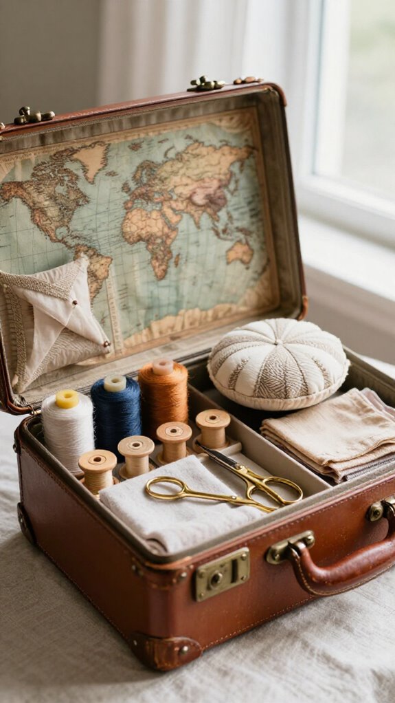 vintage travel sewing organizer case
