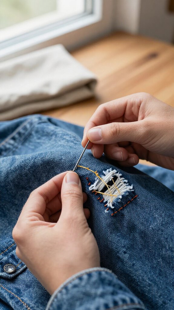 11 Smart Ways to Sew Holes in Clothes Without Making Them Obvious 8 visible mending with re weaving