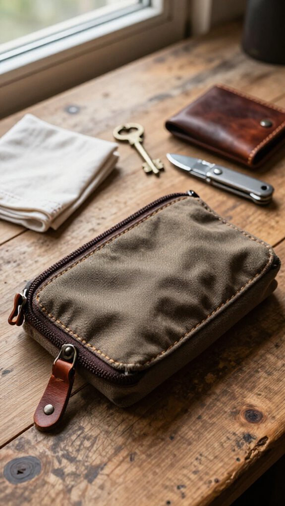 waxed canvas travel zipper pouch