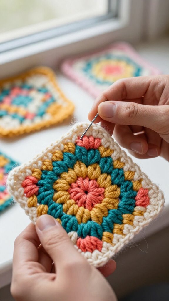 15 Beautiful Ways to Sew Granny Squares Together 4 whip stitch join textured seam