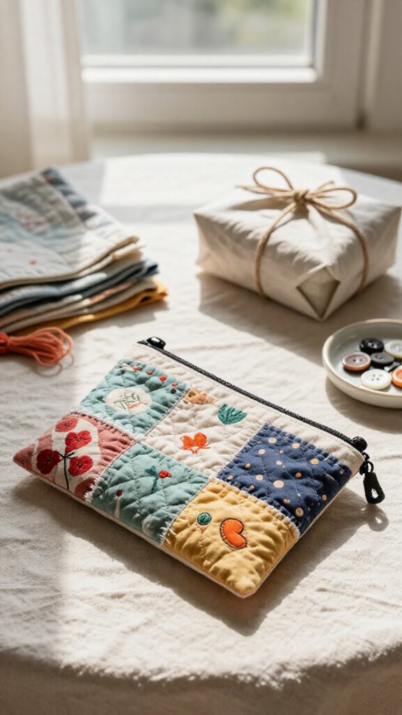 zipper patchwork scrap pouch